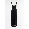 Black shine jump trousers with straps top